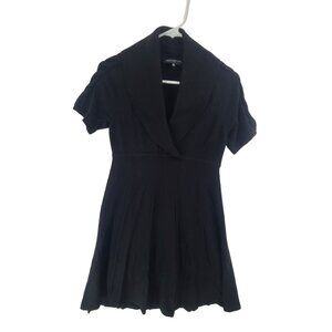 Jones New York Women's Short Sleeve Pleated Dress Black Size SP Office Classic